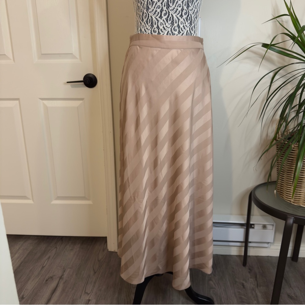 Rosé/Champagne Striped Maxi Skirt